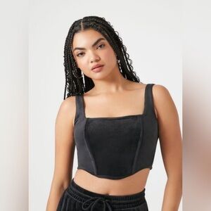 NWT! ♣️ Forever 21 Black Velour Corset Top ♣️